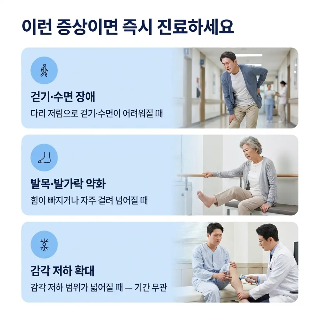 보행 장애, 근력 저하와 감각 저하 등 신속한 진료 신호