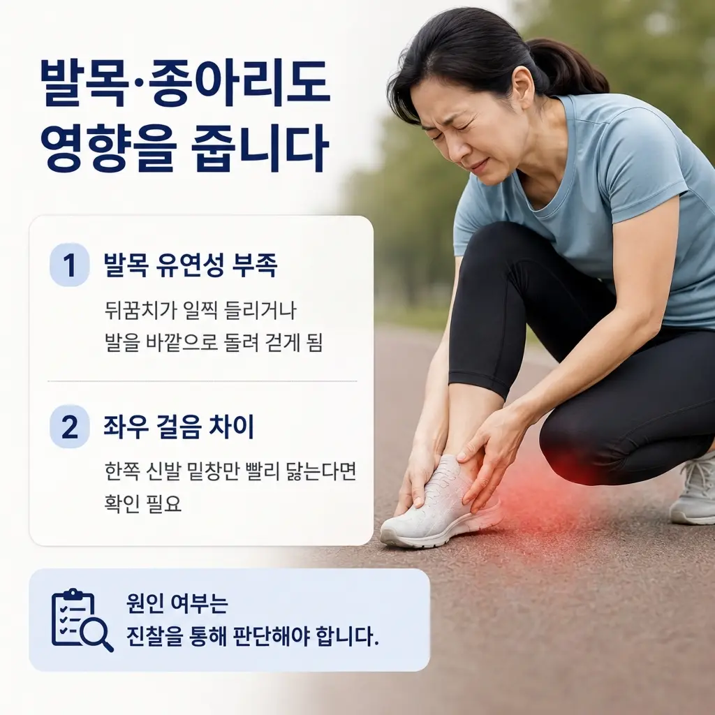 발목 움직임과 종아리 유연성 확인